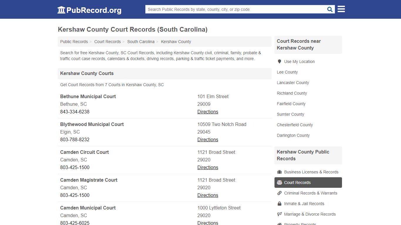 Free Kershaw County Court Records (South Carolina Court ...